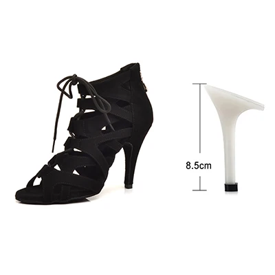 Женская танцевальная обувь Ladingwu Zapatos De Baile Professional; латинский бальный танец сальсы; обувь для женщин; цвет коричневый, черный; танцевальная обувь - Цвет: Black 8.5cm