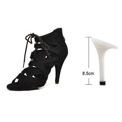 Black 8.5cm Женская танцевальная обувь Ladingwu Zapatos De Baile Professional; латинский бальный танец сальсы; обувь для женщин; цвет коричневый, черный; танцевальная обувь - Цвет: Black 8.5cm