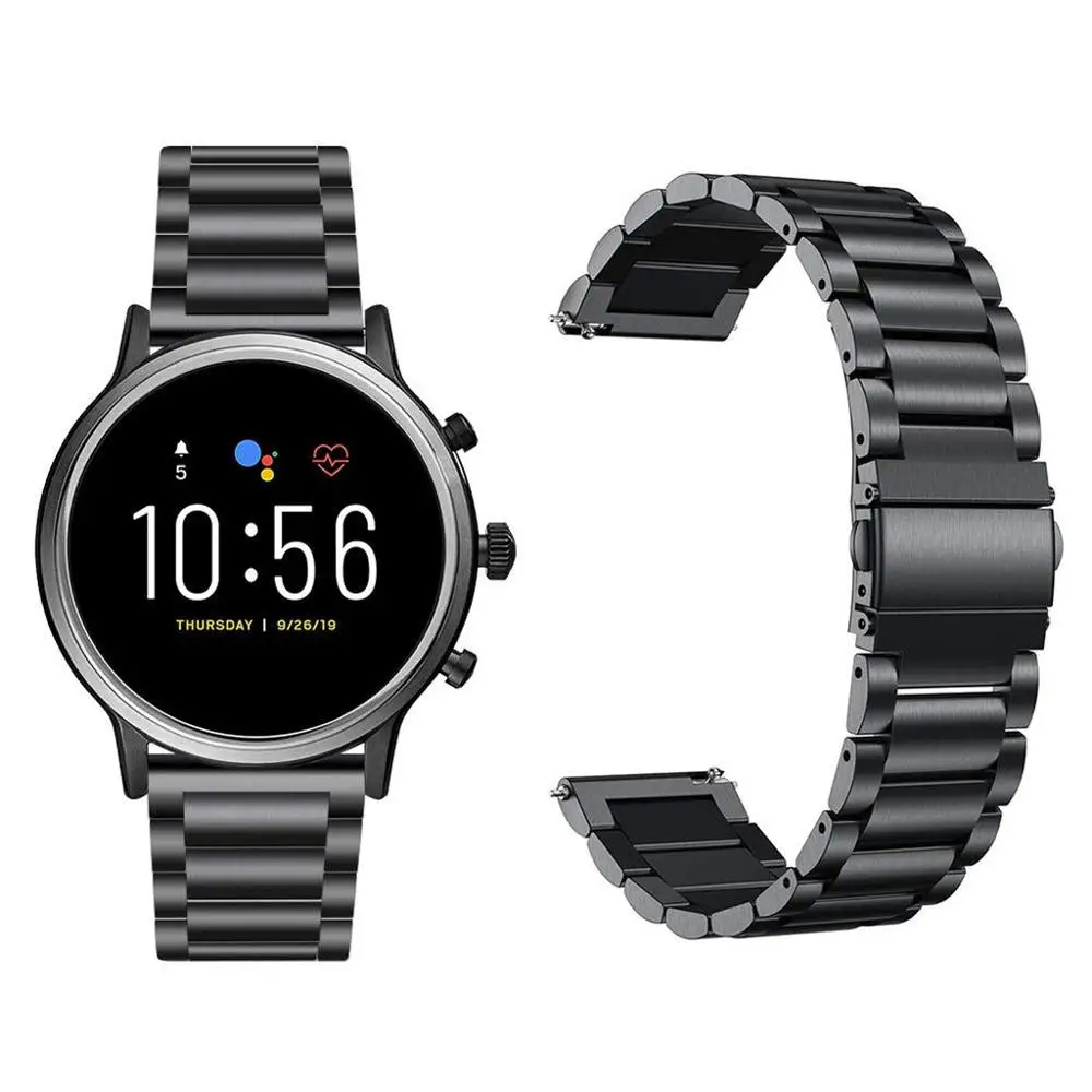 

22mm Width Stainless Steel Band for Fossil Q Explorist HR Gen 4 / Q Explorist Gen 3 Watch Strap Watchband Wristband Belt Bands