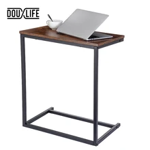 Douxlife Vintage C forme Table basse en bois cadre en métal canapé Table d'appoint Table d'extrémité maison ordinateur bureau supports de rangement meubles meubles de maison table basse de salon