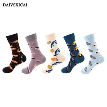 

3Pairs/lot=6pieces Fashion Colorful Men's Socks Personality Casual Socks For Man Seafood Series Male Cotton Socks
