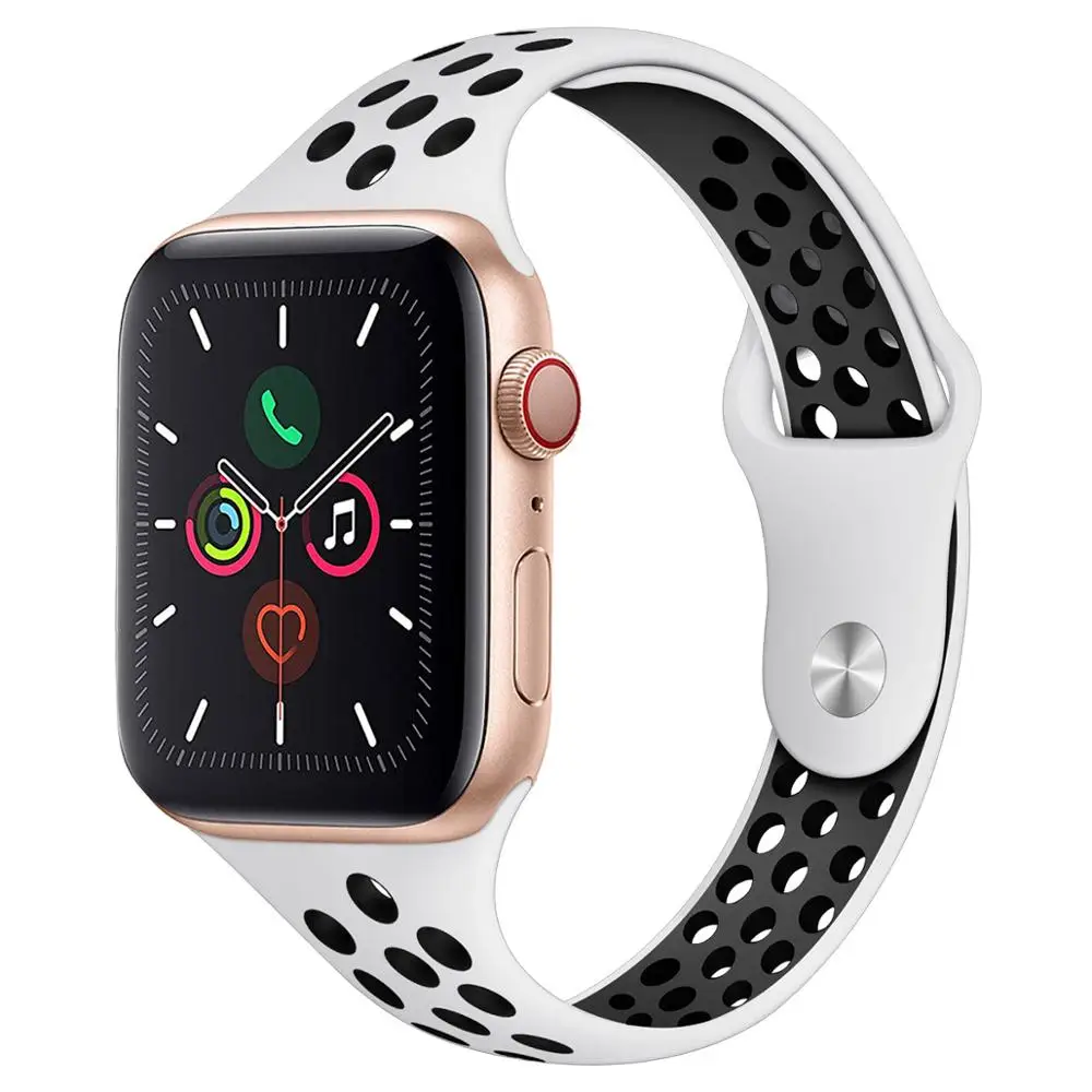 Силиконовый ремешок для Apple watch band 44 мм/40 мм iWatch 42 мм/38 дышащий спортивный браслет
