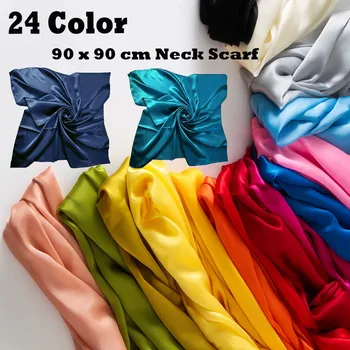 

Satin Silk Scarves Large 90x90 cm Square Plain Nautical Head Neck Scarf Wrap 24 Colours Hairwrap Double Sided Head Wrap Scarf