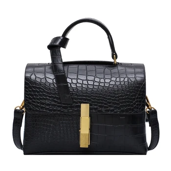

western style Fashion Casual Square bag High quality crocodile grain PU Women's Handbag Simple Shoulder Messenger Bags