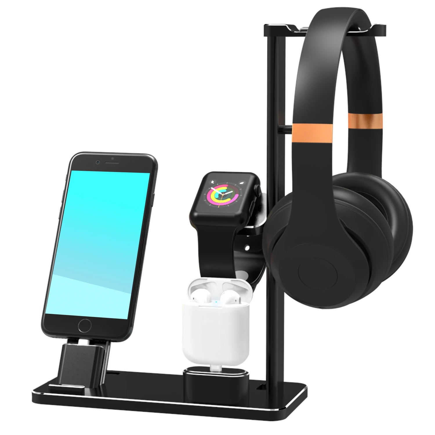 Besegad 6 In 1 Supporto Di Ricarica Dock Caricabatterie Stazione Di Supporto Con Staffa Per Cuffie Per Apple Watch Iwatch Airpods Iphone X Xs Max