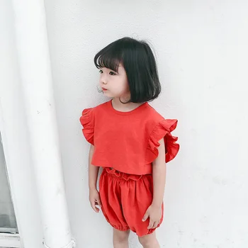 

Girls Set Summer New Cute Cotton Sleeveless T-shirt+Shorts Kids Suit Bodysuit Baby Girl Clothes 2-6Y