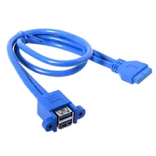  USB 3.0 Motherboard 20 Pin Header Extension Adapter Cable, USB Double Connector Female to Female Extender,20pin USB3 Cable 50CM 