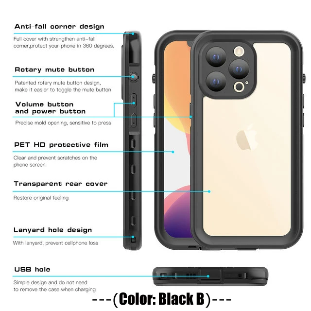 IP68 Waterproof Case for Coque iPhone 13 Pro Max Case iPhone 12 11 SE Xs Xr 7 8 Water Proof Cover Seal 360 Protect iPhone13 Mini iphone 12 pro max case