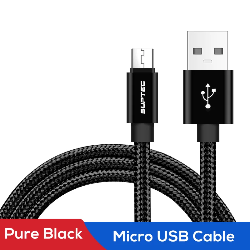 Suptec Micro USB кабель 3A Быстрая зарядка кабель для передачи данных Быстрая зарядка 3,0 кабель для мобильного телефона samsung Xiaomi huawei LG Andriod шнур - Цвет: Pure Black
