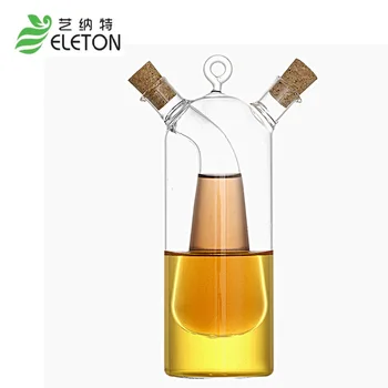 

Kitchen supplies glass olive oil bottle kitchen cruet oil and vinegar bottle double oiler bottle stopper glass jar gravy boat