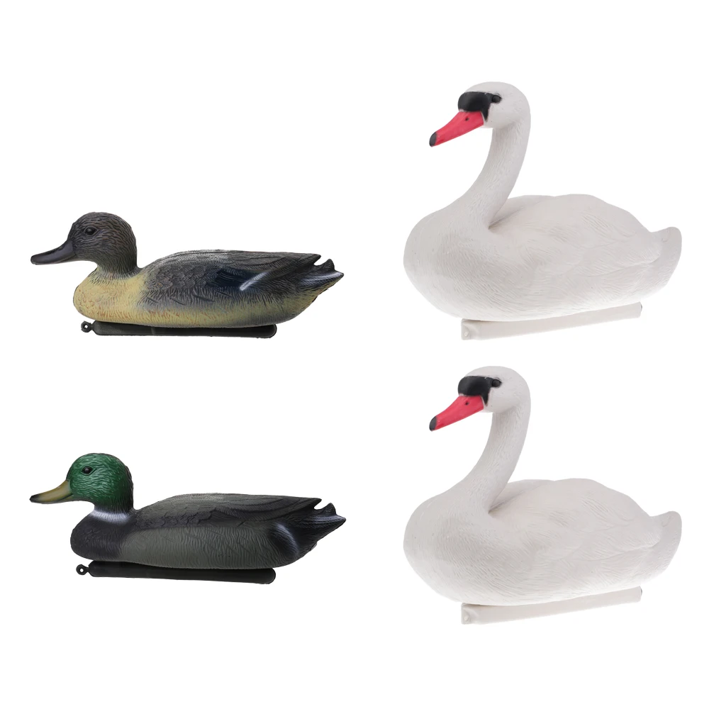 4PCS Simulated 3D Lifelike Duck Decoy + Goose Decoy, Plastic Floating Decoying, Lifelike