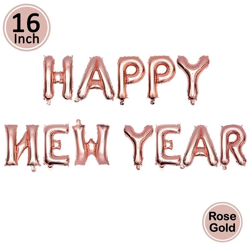 32pcs Happy New Year Photo Booth Props Christmas Decorations For Home New Years Eve Party Supplies Toys For Children - Цвет: rose gold new year