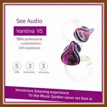 SeeAudio Vantina5 V5 5BA 5 Knowles Balanced Armature Tuning Customize HIFI Music Monitor DJ Studio Audiophile Earbuds Earphones