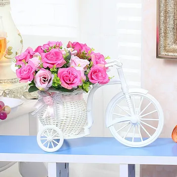 

Garden desktop Plastic Bicycle Basket Desktop Flower Arrangement Container Home Tricycle Crafts Ornaments Wedding Shooting Props