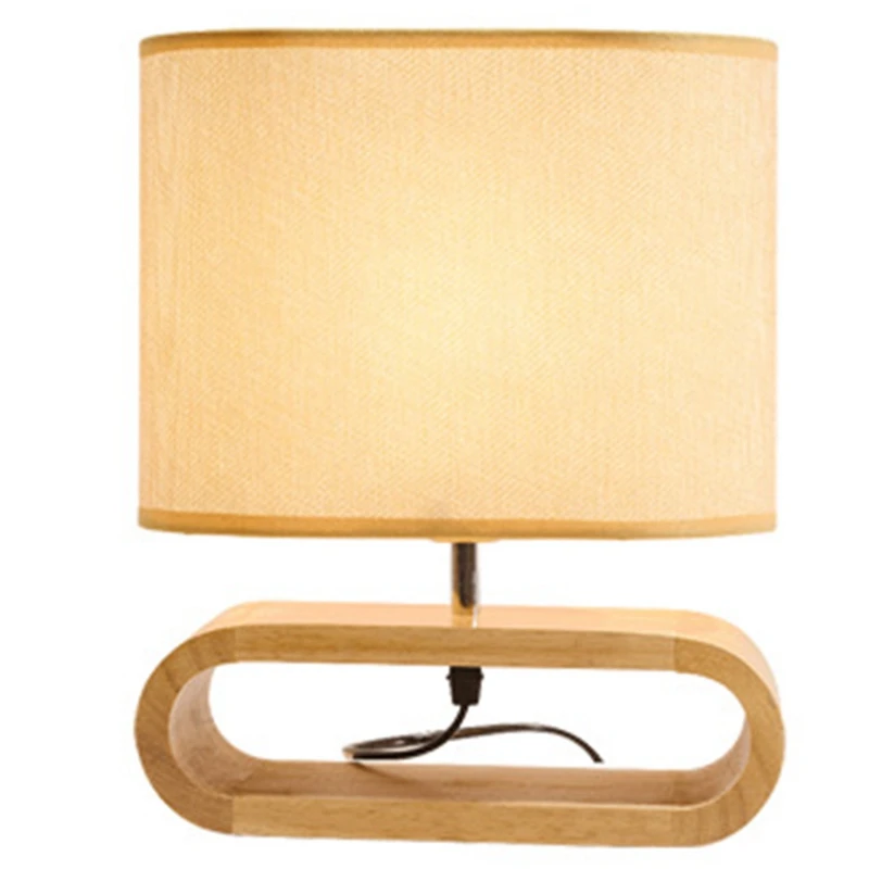 

Nordic Wood Base Table Lamp Cloth Lampshade Table Lights for Living Room Bedroom Bedside Desk Lamp Reading Lights Fixture EU Plu