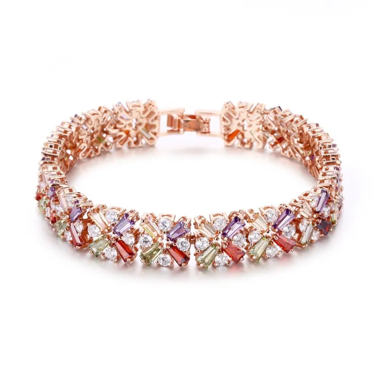 

2019 New Rose Gold Color Mona Lisa Zircon Bracelet for Women Crystal from Swarovski Multicolor CZ Stones Special Store