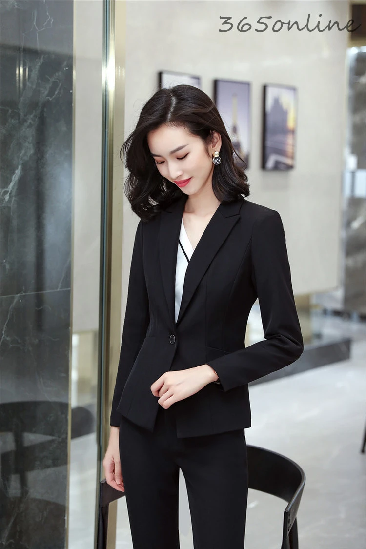 Formal Uniform Designs Business Women Work Wear Blazers Autumn Winter Professional Ladies Office Work Wear Suit Pantsuits
