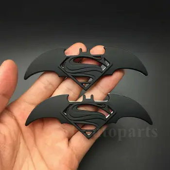 

2x Black Metal Batman Vs Superman Logo Dawn of Justice Emblem Car Badge Stickers