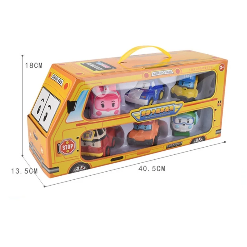  Set of 6 Pcs Poli Car Kids Robot Toy Transform Vehicle Cartoon Anime Action Figure Toys for Childre