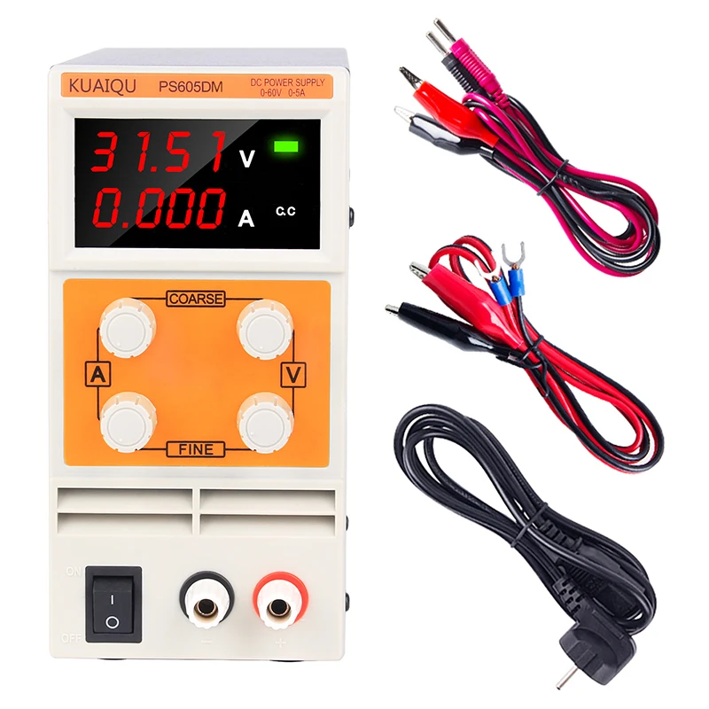 

4-Digits Digital Programmable DC Power Supply Laboratory Adjustable Power Supply 60V 5A Switching + Probe Cable For LAB Research