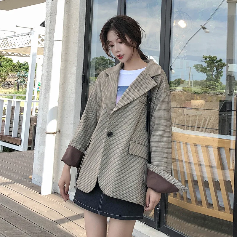 

Suit Jacket Women's 2018 Spring And Autumn New Style Retro Graceful CHIC Suit Students Loose-Fit One-Button Tops Fashion