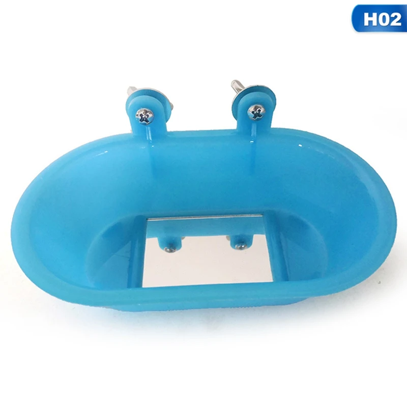 02 Bird Bathtub With Bird Mirror Small Oval Bird Bathtub Pet Cage Accessories Parrot Bath Shower Bathing Supplies Standing Box - Цвет: 02