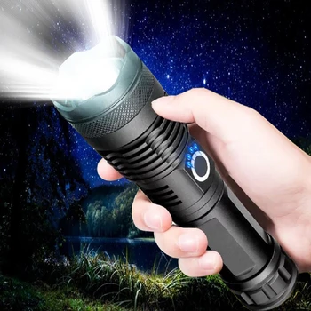 

ultrafire telescopic rechargeable bright led flashlight torch tactical hunting Zoom flashlight 18650 High power led flashlights