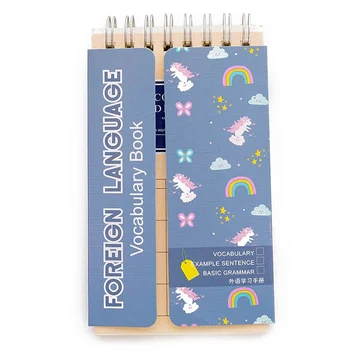 

Girl Heart Cartoon Unicorn Foreign Language Learning Coil Book Vocabulary Portable Pocket Notebook Diary Notepad
