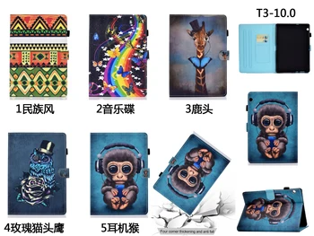 

Flip Stand Print TPU+PU Leather Cover Card Funda Case For Huawei MediaPad T3 10 AGS-L09/L03/W09 BZA-W00 9.6" Tablet +Film +Pen