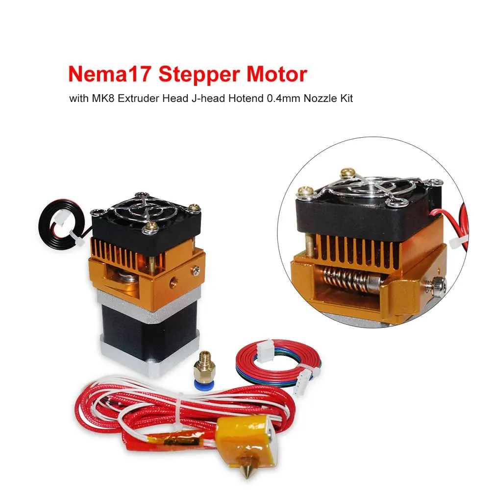 Nema17 шаговый двигатель 42 двигатель Nema 17 двигатель 42BYGH 17HS4401 двигатель с MK8 экструдер головка j-головка Hotend 0,4 мм Насадка комплект