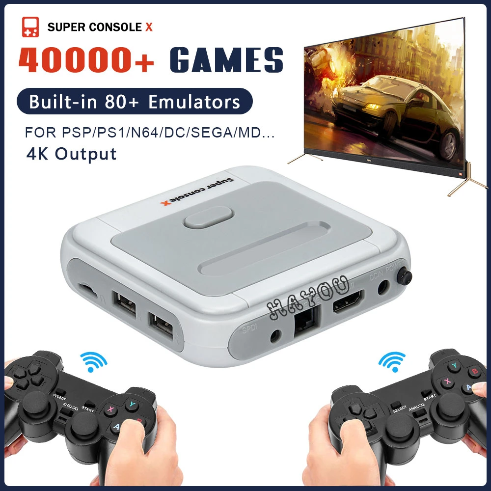 Video Game Console Retro WiFi Super Console X HD TV Box Video Game Player for PS1/N64/MD With 40000+Games 2 Wireless Controllers