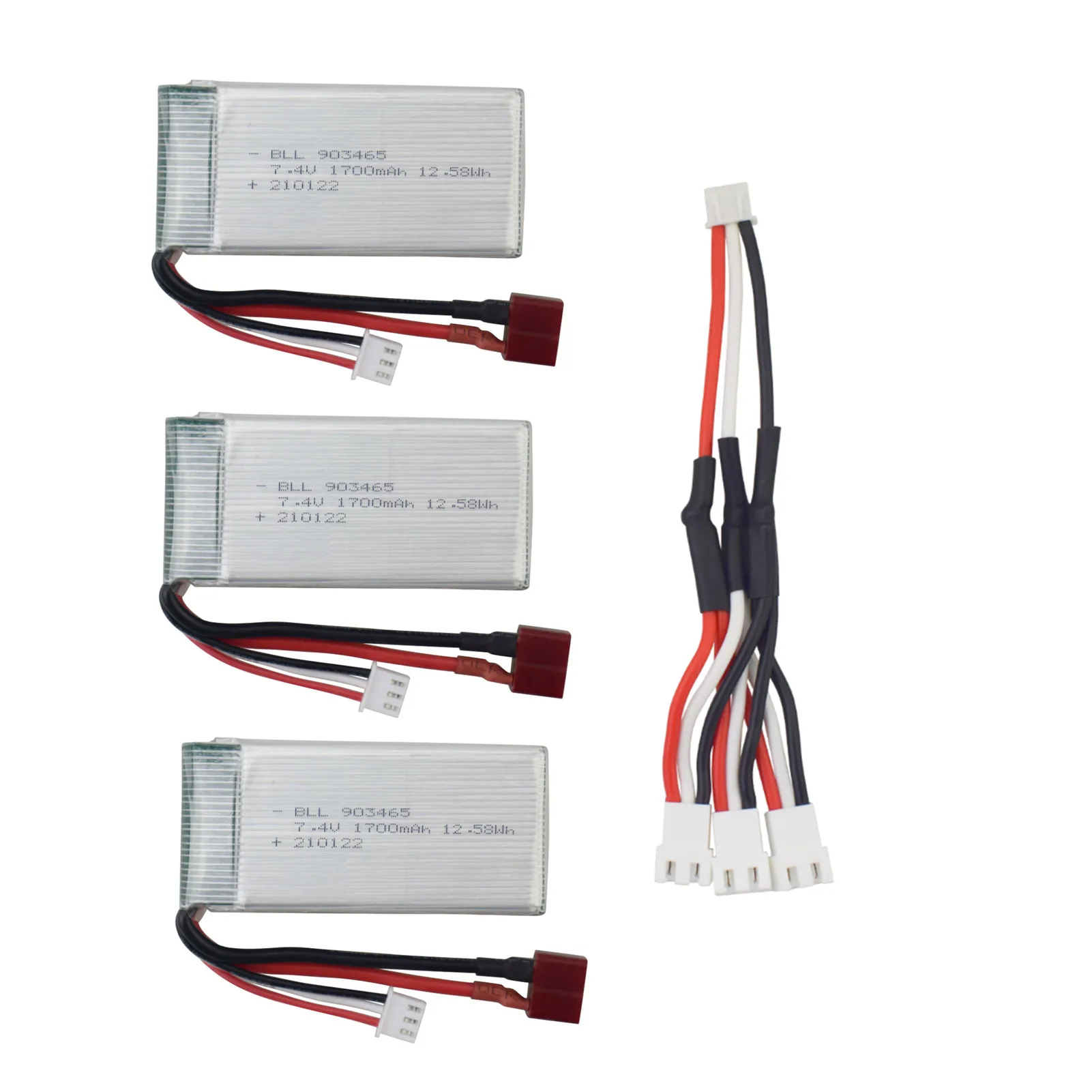

3PCS 7.4V 1700mah lithium battery + 1 TO 3 charging conversion cable for 9200 9200E 9205E 9202E 9203E 9204E 9206E HB101 RC car