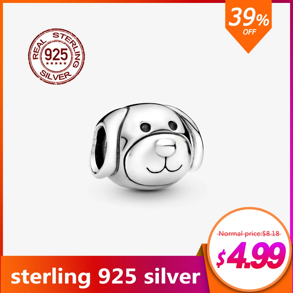 

925 Sterling Silver Devoted Dog Charm Pendant Beads Jewelry Men Women Gifts Fit Original Pandora Bracelet Necklace Accessories