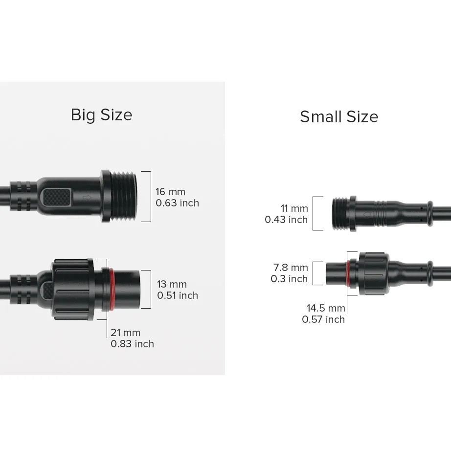 Connecteurs étanches, connecteur LED mâle femelle, connecteurs étanches  IP65, 2 broches, 2 cœurs avec câble d'extension 20cm 16AWG compatible avec  Led