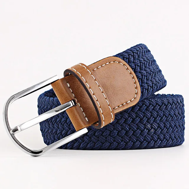 S Navy blue Лучший YBT унисекс трикотажный тканый ремень из искусственной кожи, эластичный однотонный ремень, обычная лямка для мужчин и женщин - Цвет: S Navy blue