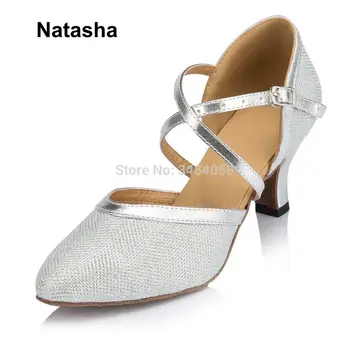 

Natasha Modern Lady Adult Latin Dance Shoes Thunder Mesh Flash Dance Shoes
