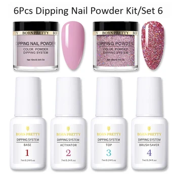 

BORN PRETTY 7PCS/LOT Dipping Nail Powder Gradient Color Natural Dry Without Led Lamp Dip Nail Powder Glitter Powder