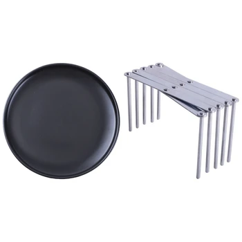 

Stainless Steel Pot Lid Dish Holder Rack Steamer Shelf Tray & European Style Marble Plates Ceramic Dinner Set
