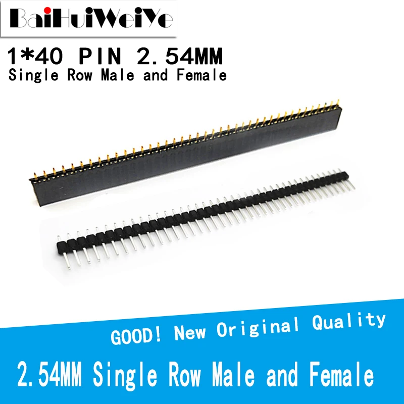 10PCS/LOT 1*40 PIN Single Row Male and Female 2.54MM Breakable Pin Header PCB JST Connector Strip For Arduino Black 1X40 PIN usb internal motherboard header 9 pins to dual usb 2 0 female connector ph29a drop shipping