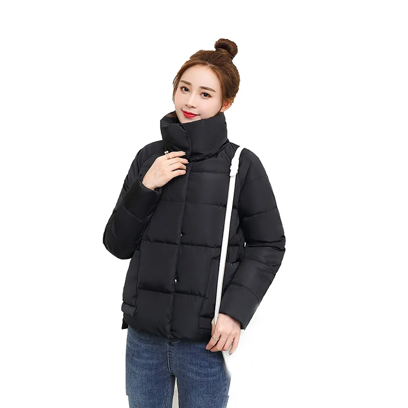 

Rlyaeiz 2019 Fashion Winter Coat Jacket Women Stand Collar Down Cotton Padded Warm Women Short Winter Coat casaco feminino