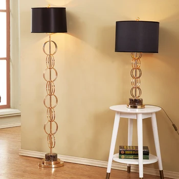 

Luxtry Living Room Gold Multiple Ring Connection Metal Table Lamp Modern Furnishings Marble Base Sofa Table Lamp Home Support