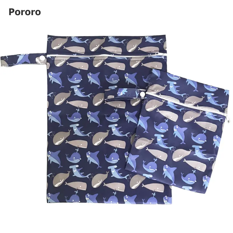 Pororo Baby cloth diaper bag foldable waterproof PUL shopping bag,2 pieces children\'s snack bag, baby clothing storage bag