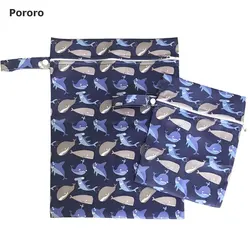 Pororo Baby cloth diaper bag foldable waterproof PUL shopping bag,2 pieces children's snack bag, baby clothing storage bag