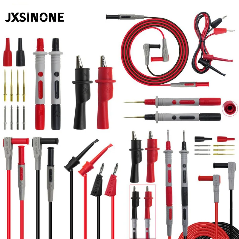 Buen valor JXSINONE-Kit de cables de prueba, accesorio de sonda de prueba electrónica, pinzas de cocodrilo, conector Banana para probar, sonda reemplazable B6qpedRgrYY