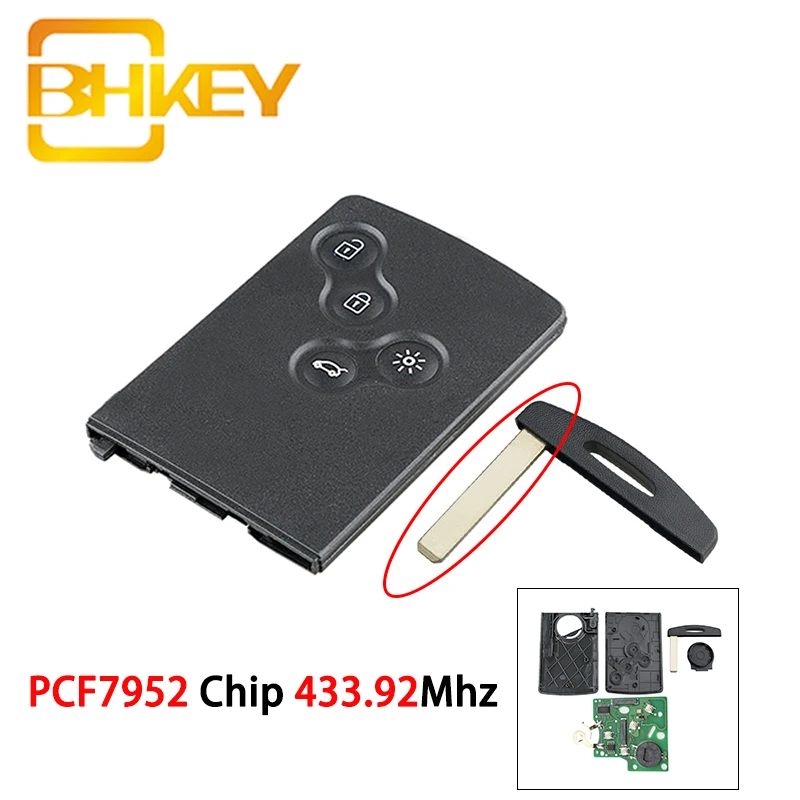 BHKEY FOR RENAULT KEY PCF7952 CHIP SMART CAR KEY FOR RENAULT MEGANE III FLUENCE LAGUNAIII SCENIC CLIO CAPTUR 433MHZ FSK