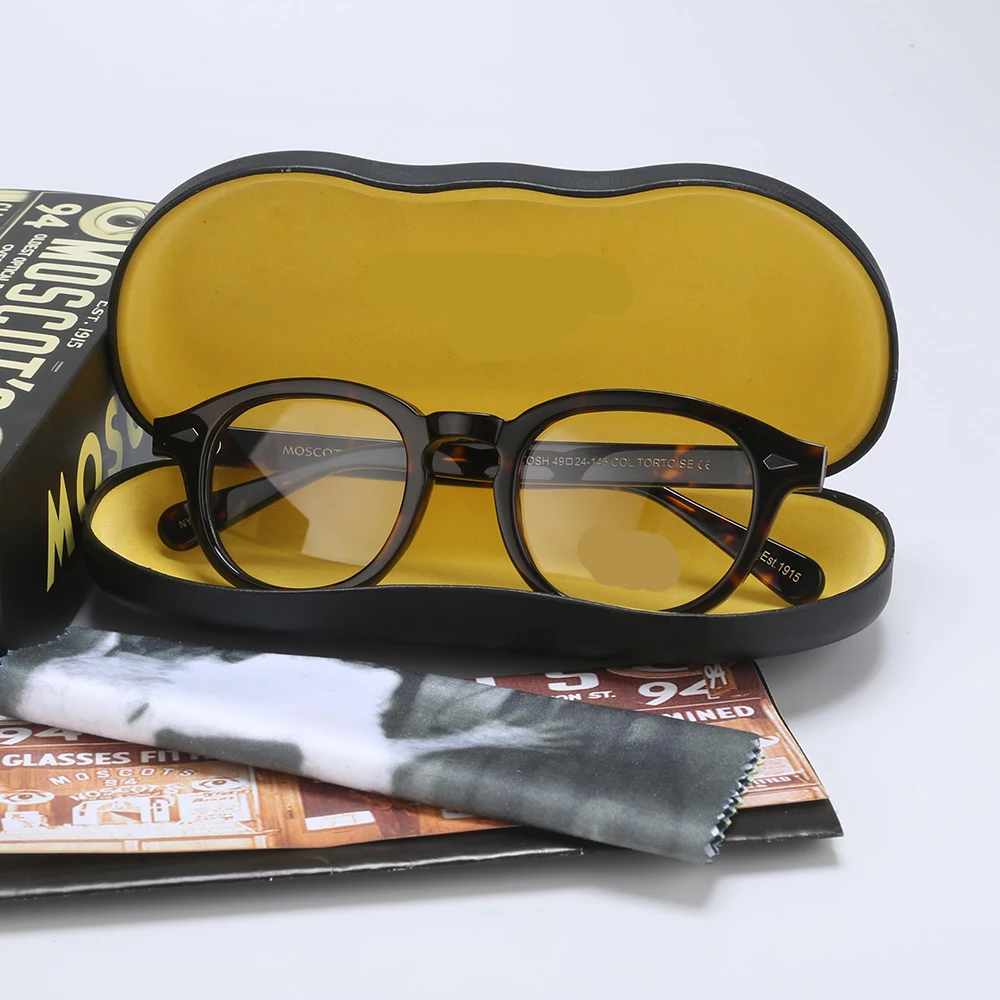

Optical Eyeglasses Frame Men With Box&Case Computer Johnny Depp Vintage Glasses Spectacle Frame For Male Transparent Lens YQ080