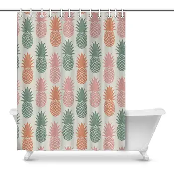 

Novelty Shower Curtain Bathroom Sets, Vintage Pineapple, Funny Fabric Home Bath Decor 84 X 69 Inches