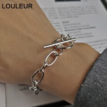 LouLeur, серебро 925 пробы, грубо обработанная цепь, пряжка, браслеты, серебро, изобретательность, дизайн, работает, элегантные браслеты для женщин, ювелирное изделие, подарок