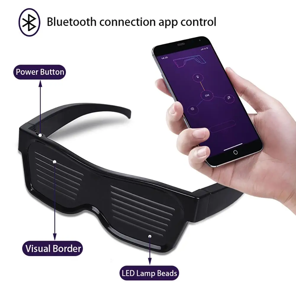 Модные волшебные светящиеся очки USB зарядное устройство светодиодный Bluetooth DIY приложение управление светящиеся очки подходит для танцев концертов вечеринок