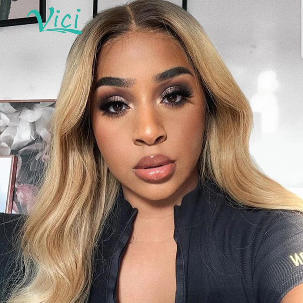 Transparent Lace Wig Colored 13x6 Frontal For Black Women Ombre Honey Blonde Human Hair 1B 613 Brazilian 150% | Шиньоны и парики
